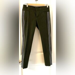 Dark green pants with white and black side stripes size 2